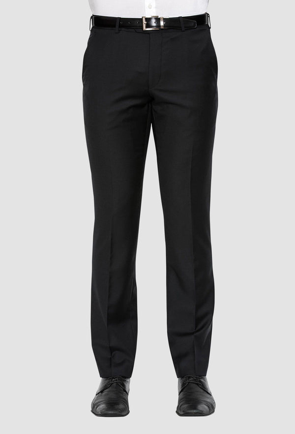 a front on view of the cambridge jett mens business trouser in black F262 back