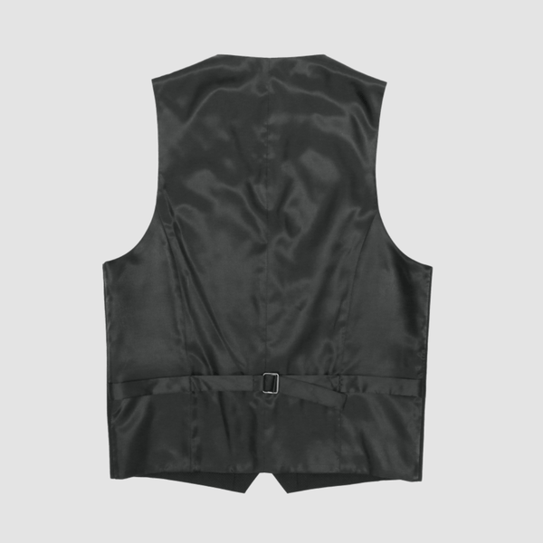 mens black suit vest with tab adjuster at the back