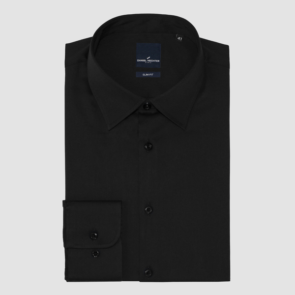 mens black shirt the franco shirt with black buttons and pointed collar by daniel hechter