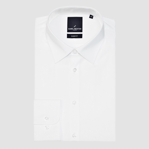 the daniel hechter mens white business shirt with matching buttons and pointed collar