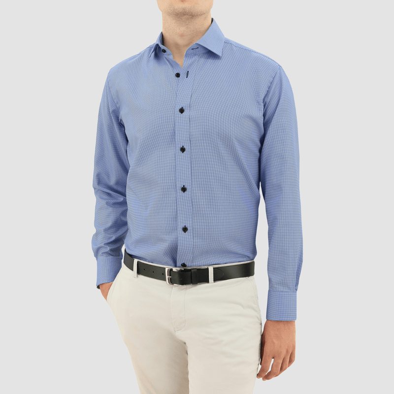 daniel hechter slim fit mens blue cotton shirt with dark blue buttons