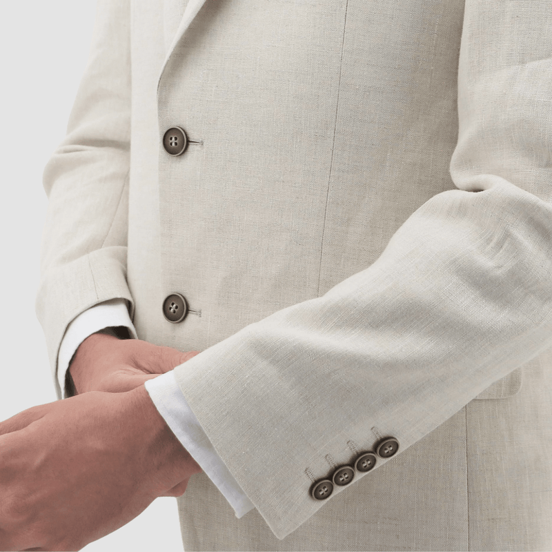 mens suit jacket by daniel hechter with pure linen beige fabric