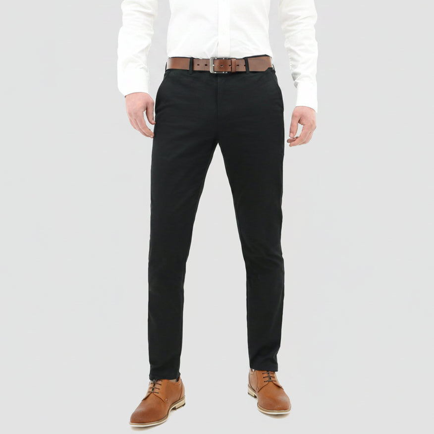 Men’s Slim Fit Chino in Black by Daniel Hechter, crafted in stretch cotton.