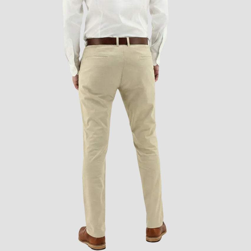 Men’s Slim Fit Chino in Sand by Daniel Hechter, crafted in stretch cotton.