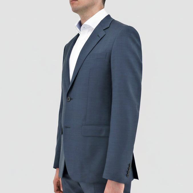 Daniel Hechter's blue check Shape slim fit Merino wool suit 