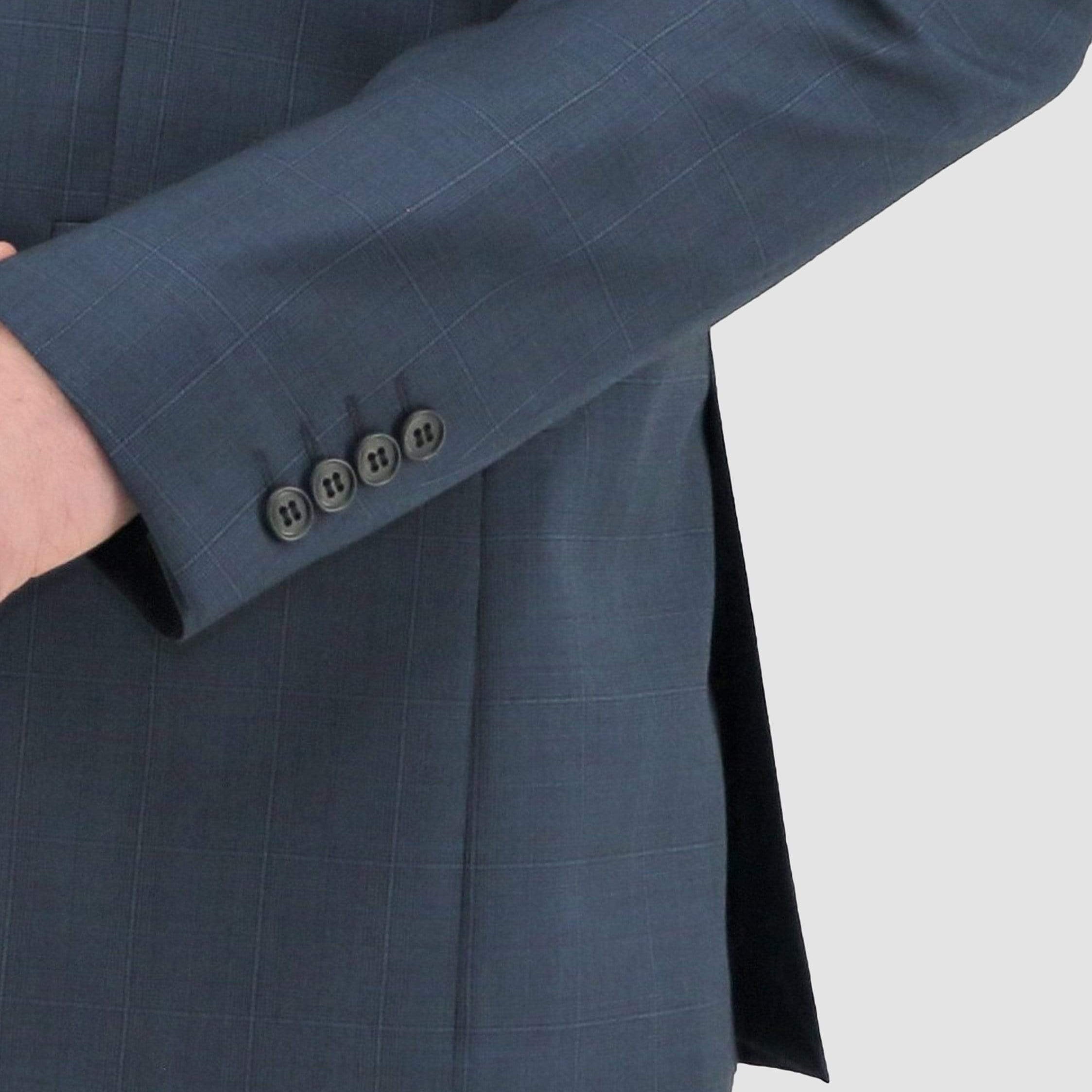 Daniel Hechter's blue check Shape slim fit Merino wool suit 