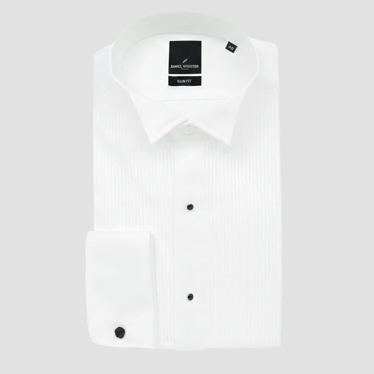 Men's Wing Stud Dinner Shirt in White by Daniel Hechter