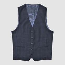 mens ryan vest in navy blue with check print STDH108-11