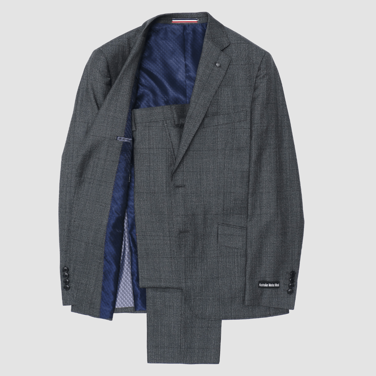 daniel hechter mens charcoal suit with check print