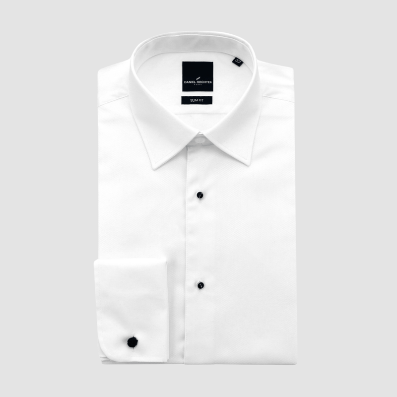 mens which evening shirt with french cuff and contrast buttons