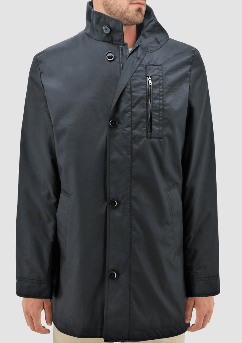 a black classic fit mens rain coat by daniel hechter