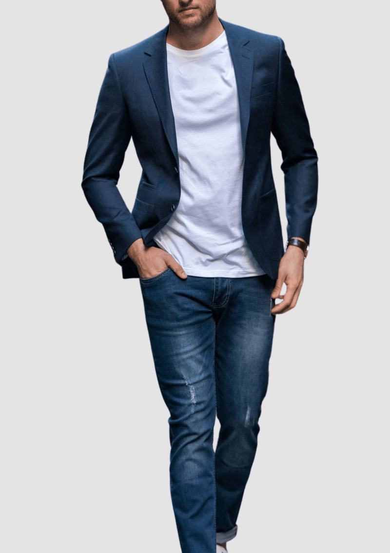 Daniel Hechter slim fit sports jacket in navy pure wool Mens