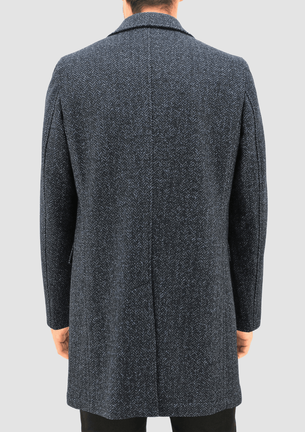 a model wears the daniel hechter mens winter coat in grey wool blend