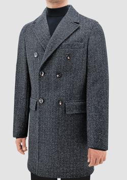 daniel hechter mens winter coat in grey wool blend