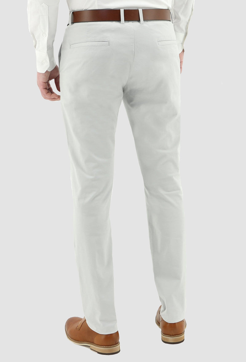 a reverse view of the daniel hechter slim fit cotton stretch chino in light grey