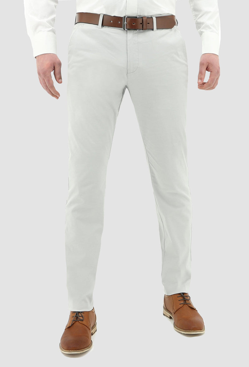 front view of the daniel hechter slim fit cotton stretch chino in light grey