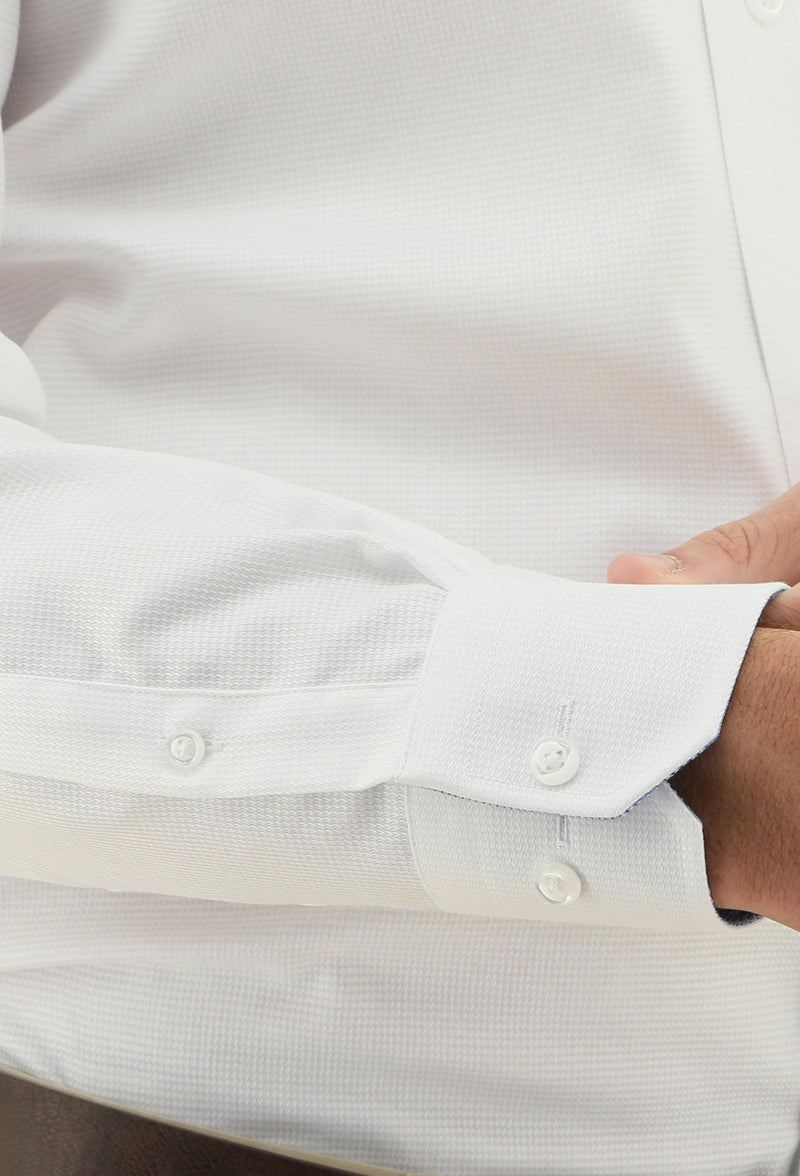the plain cuff detailing on the daniel hechter slim fit jacques mens business shirt in white pure cotton