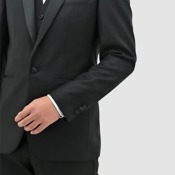 Daniel Hechter slim fit jason tuxedo suit in black pure wool STDH106-01