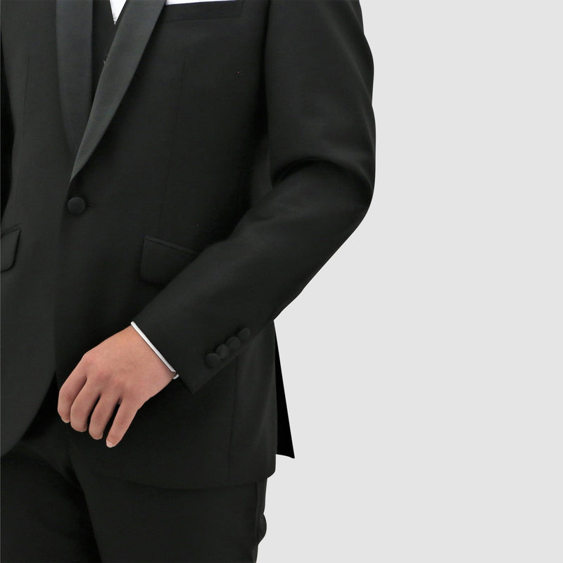 Daniel Hechter slim fit manta shawl lapel tuxedo suit in black pure wool