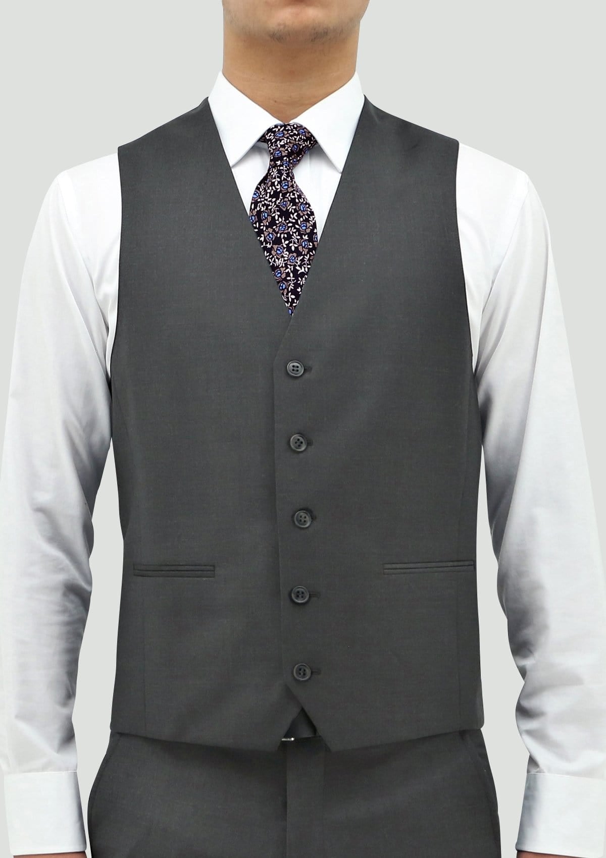 a close up view of the daniel hechter slim fit mens ryan vest in grey merino wool STDH106-04.