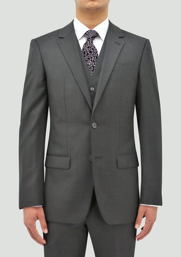 slim fit shape suit by daniel hechter in grey merino wool DH106-04