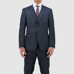 slim fit daniel hechter michel suit in blue pure wool DH101-12 front view