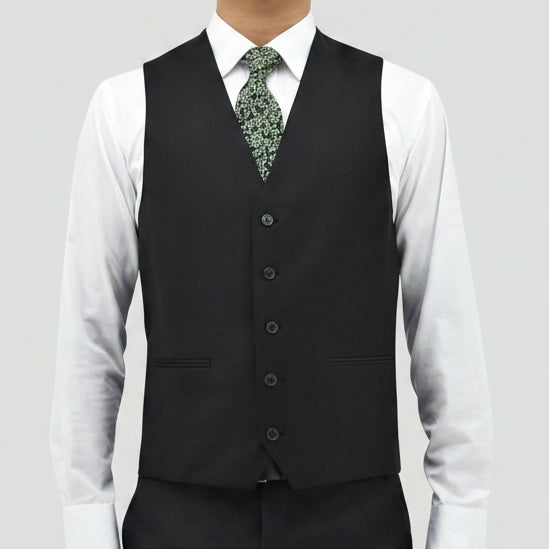 a front view of the daniel hechter slim fit ryan mens suit vest in charcoal pure wool STDH106-02