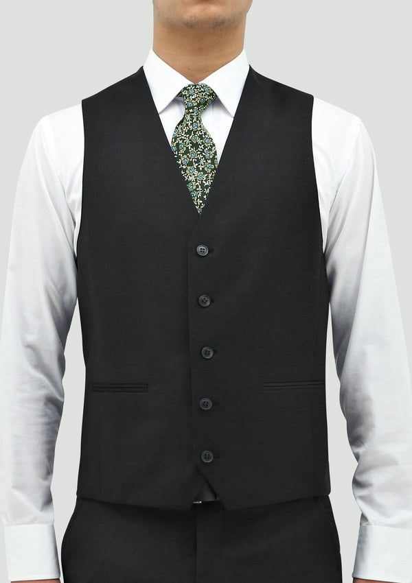 a front view of the daniel hechter slim fit ryan mens suit vest in charcoal pure wool STDH106-02