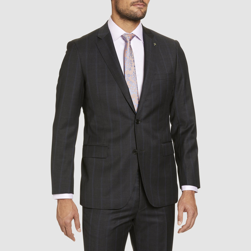 the studio italia classic fit mens suit jacket in charcoal with window pane check
