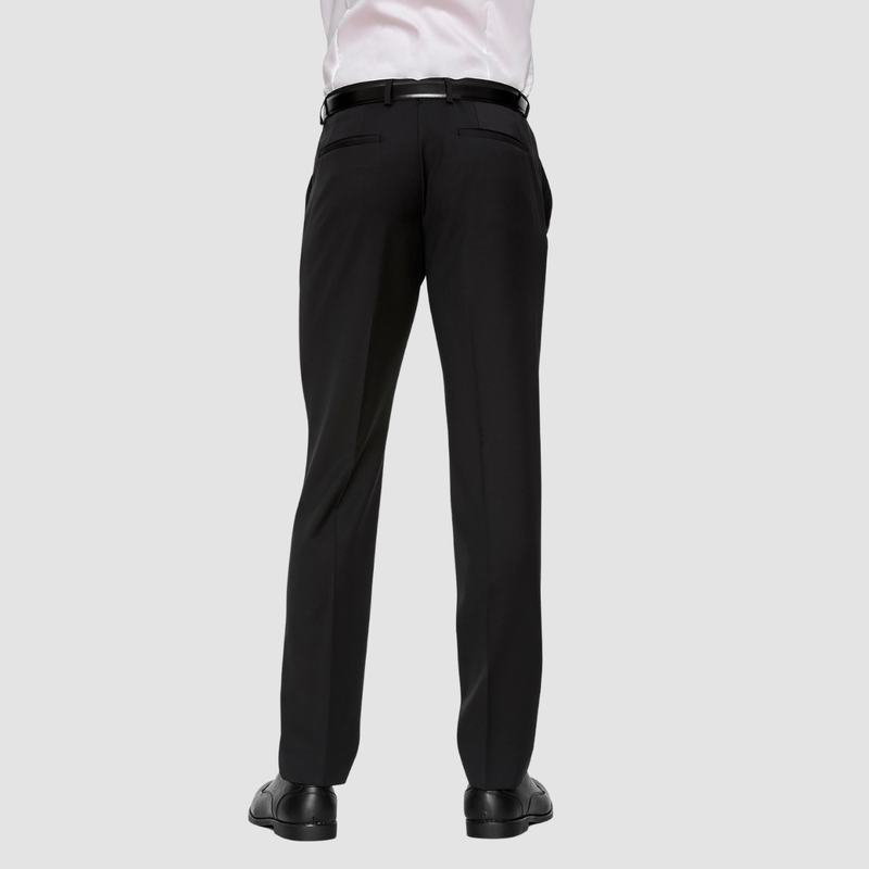 the back of the gibson slim fit black suit trouser
