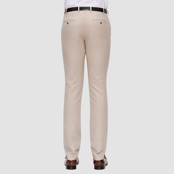back view of the sand linen blend gibson trousers
