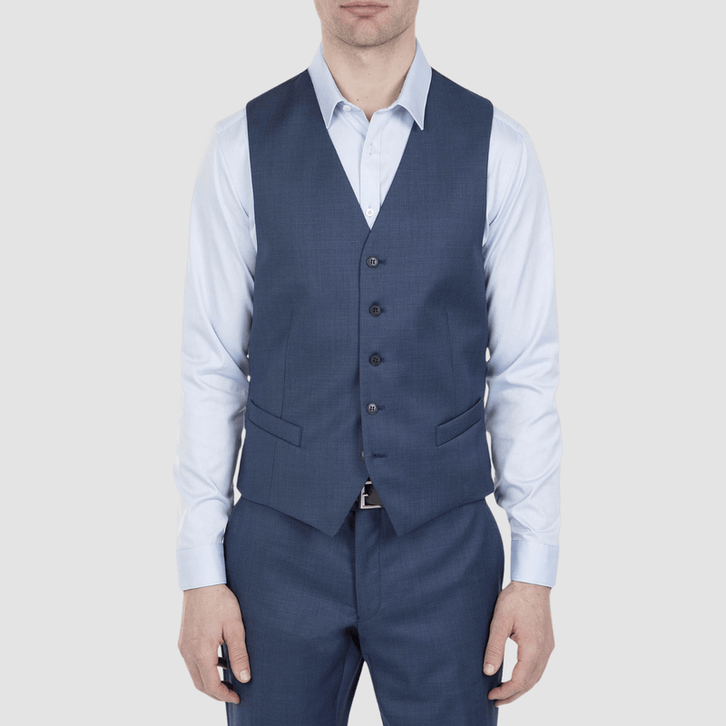 Marc Darcy Dion Blue Herringbone 3-Piece Suit with Ted Waistcoat