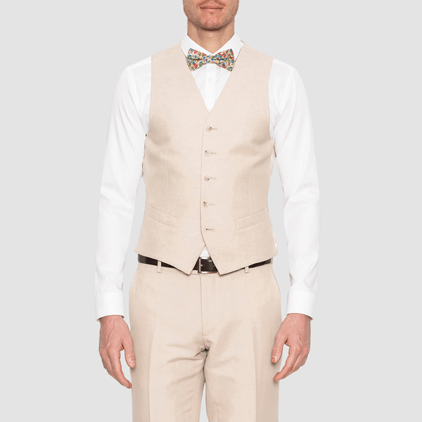 gibson slim fit mighty vest in sand linen blend