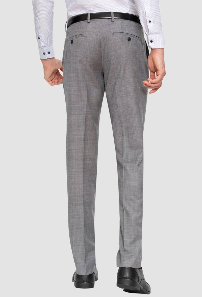 Gibson slim fit caper trouser in grey pure wool FGE645 back view