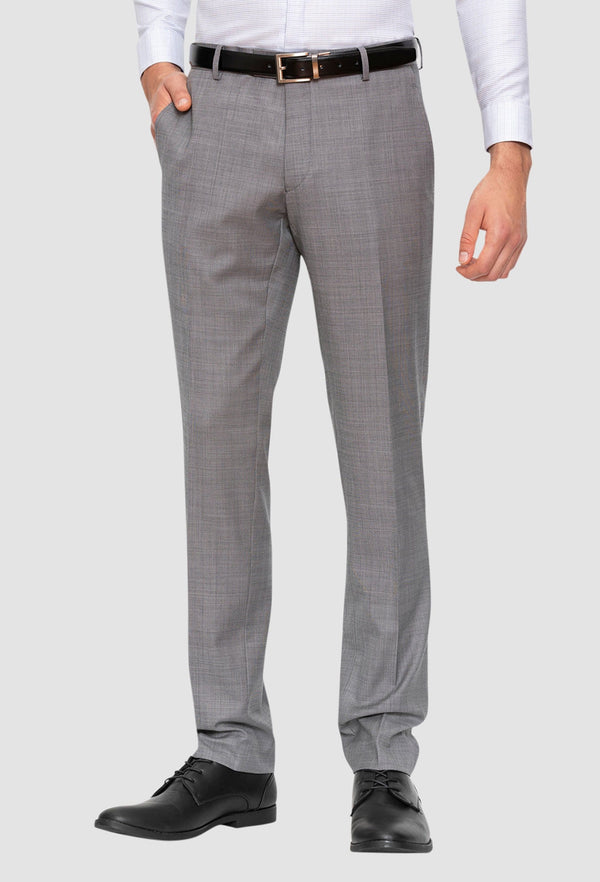 A front view of the Gibson slim fit caper trouser in grey pure wool FGE645
