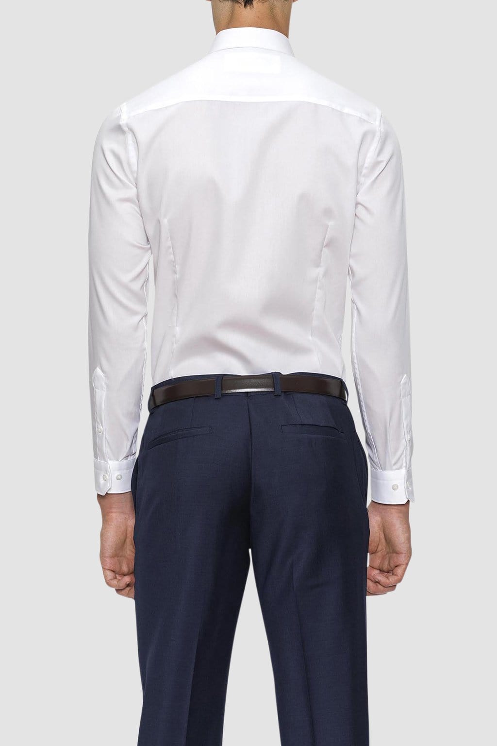 A back view of the Gibson slim fit fierce mens shirt in white pure cotton FGW014