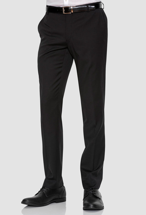 A front on view of the gibson slim fit rebellion trouser in black pure wool F34087