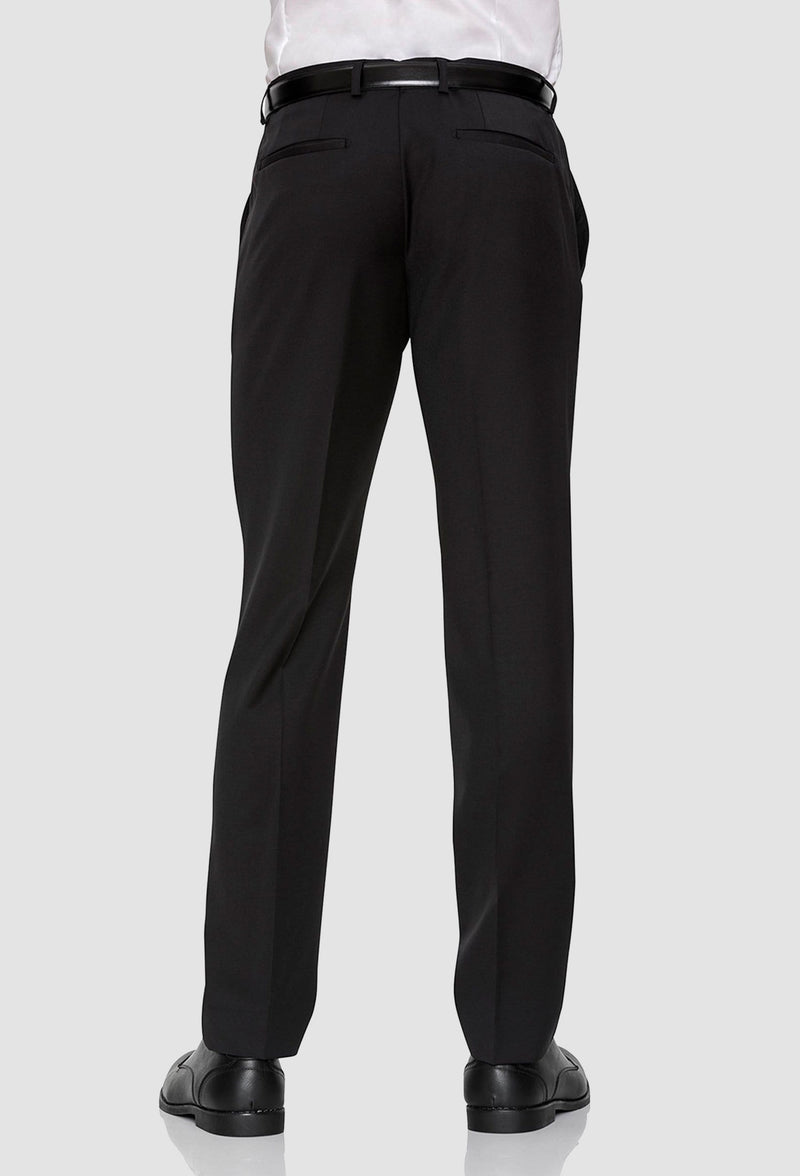 a reverse view of the gibson slim fit rebellion trouser in black pure wool F34087