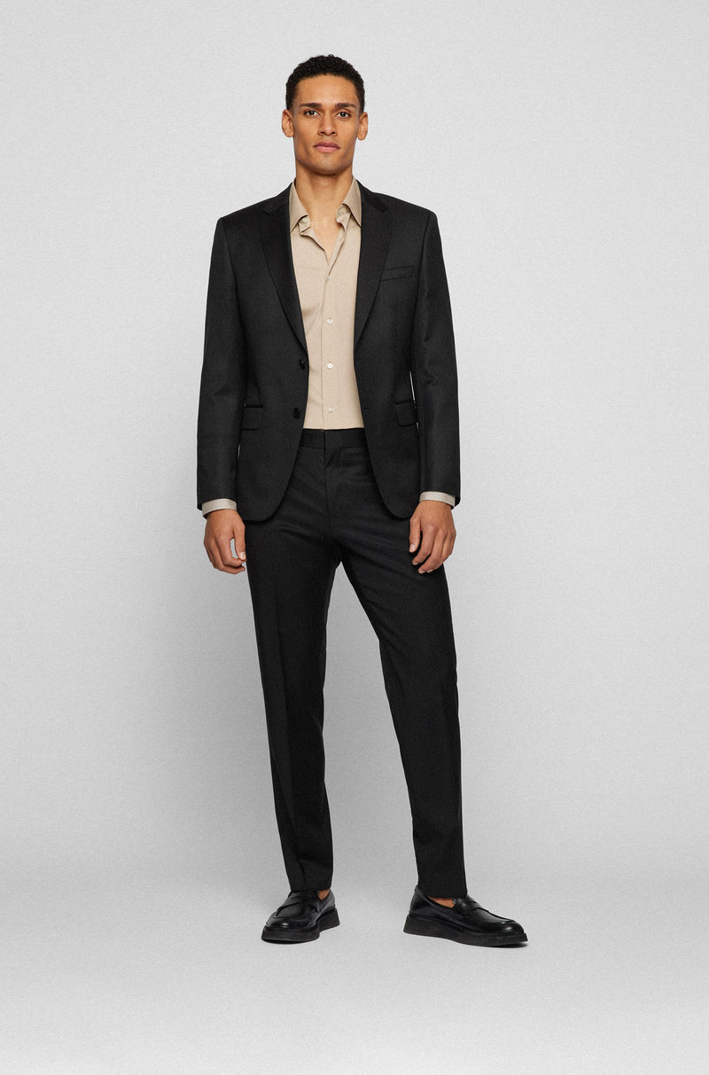 Hugo Boss Men's Suit Trousers W 34 in Black Cotton with Elastane