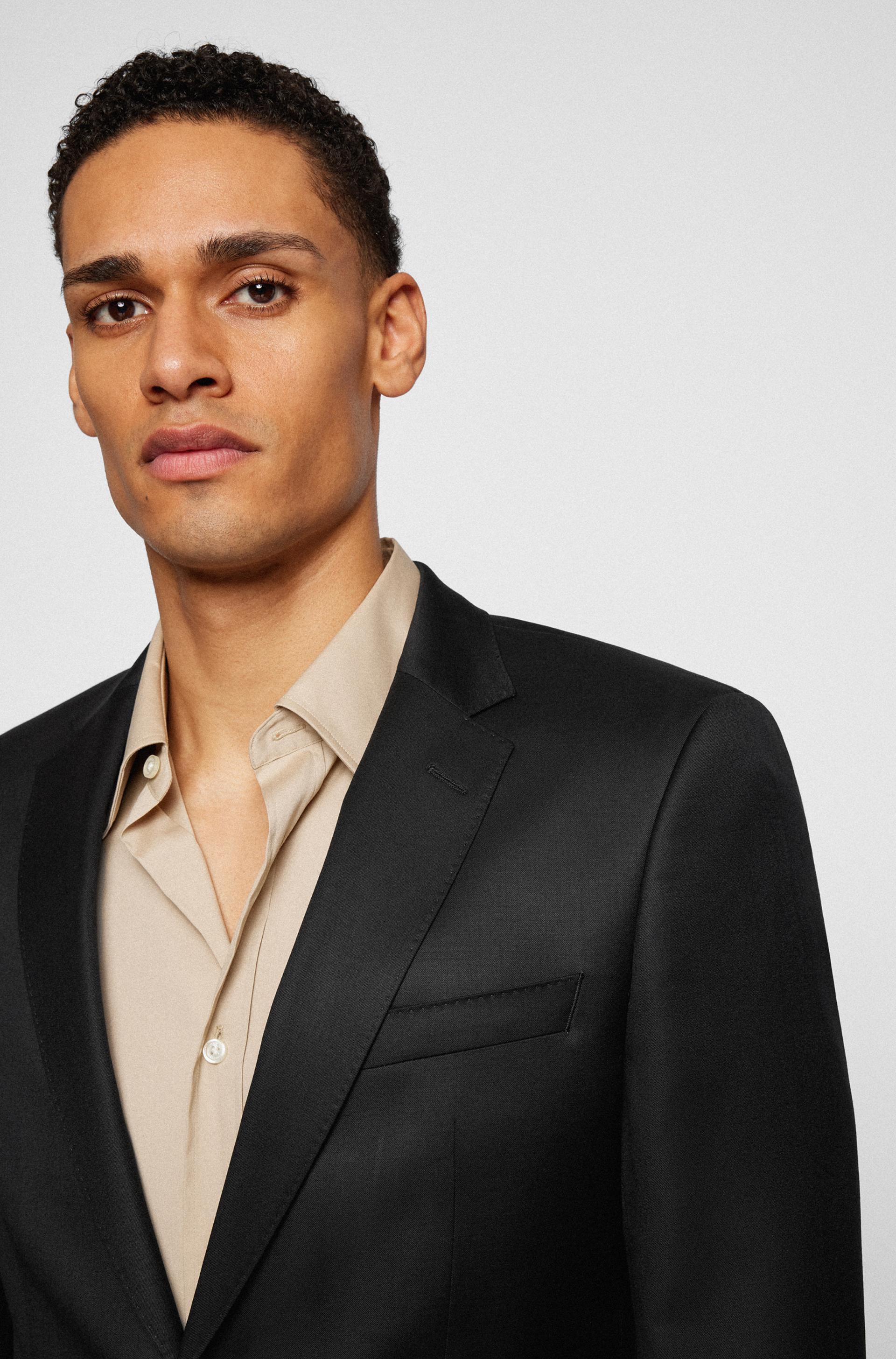 Hugo Boss slim fit huge suit in black pure virgin wool