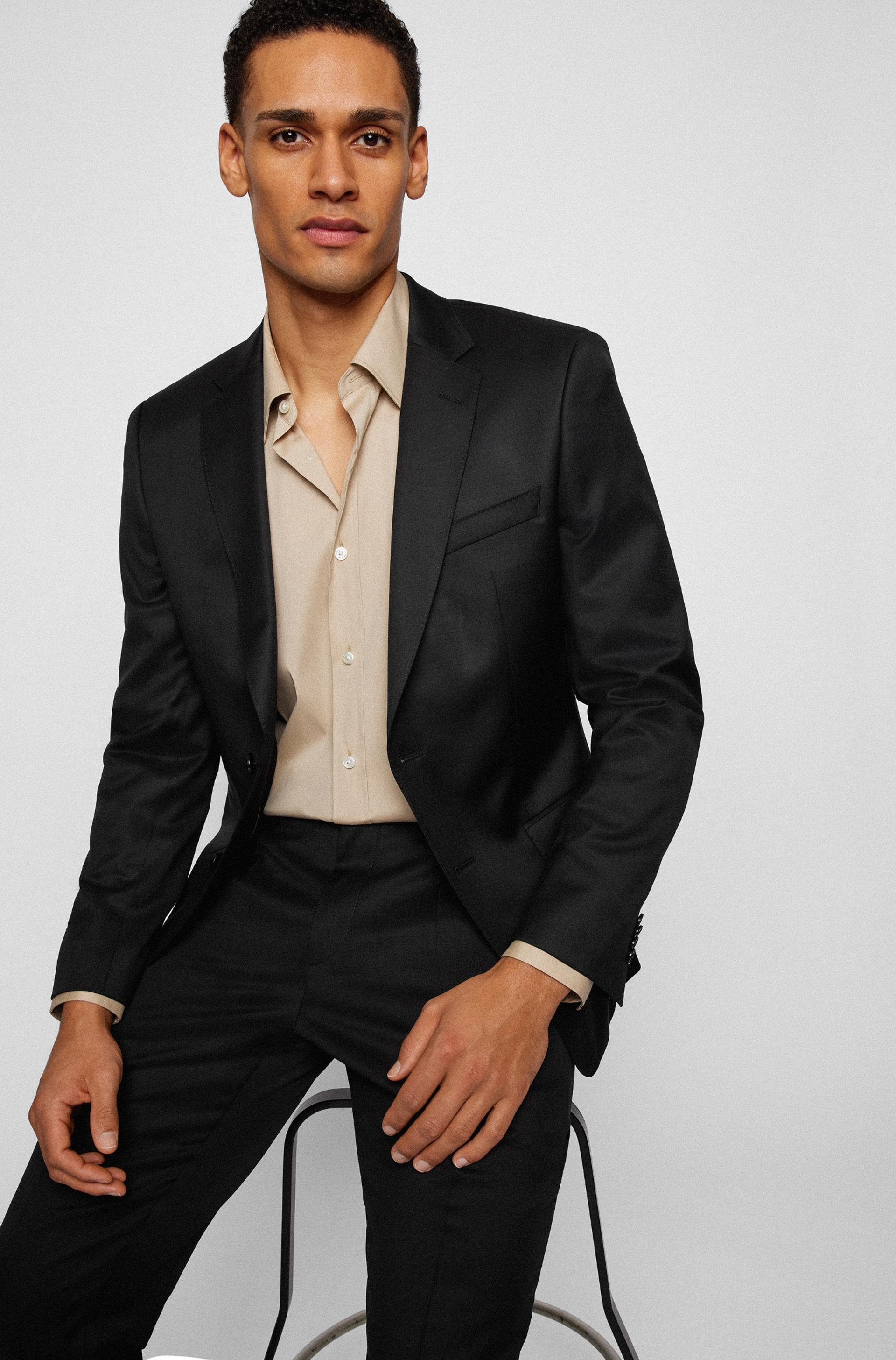 Hugo Boss slim fit huge suit in black pure virgin wool