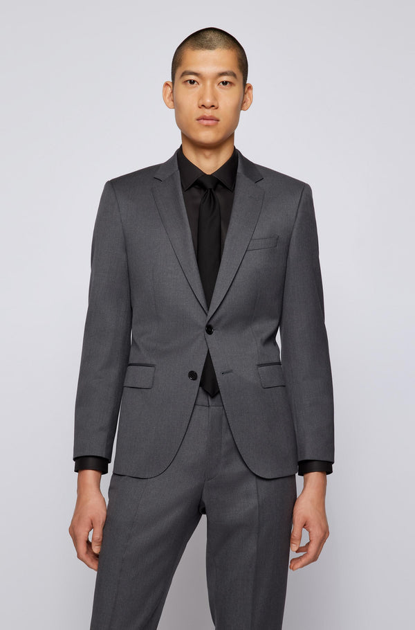 Hugo Boss slim fit Huge suit in Dark Grey pure virgin wool