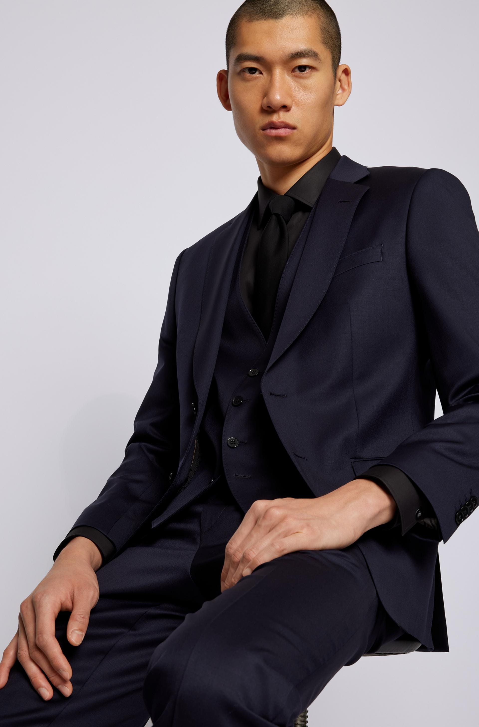 Boss Slim Fit Huge Suit In Dark Blue