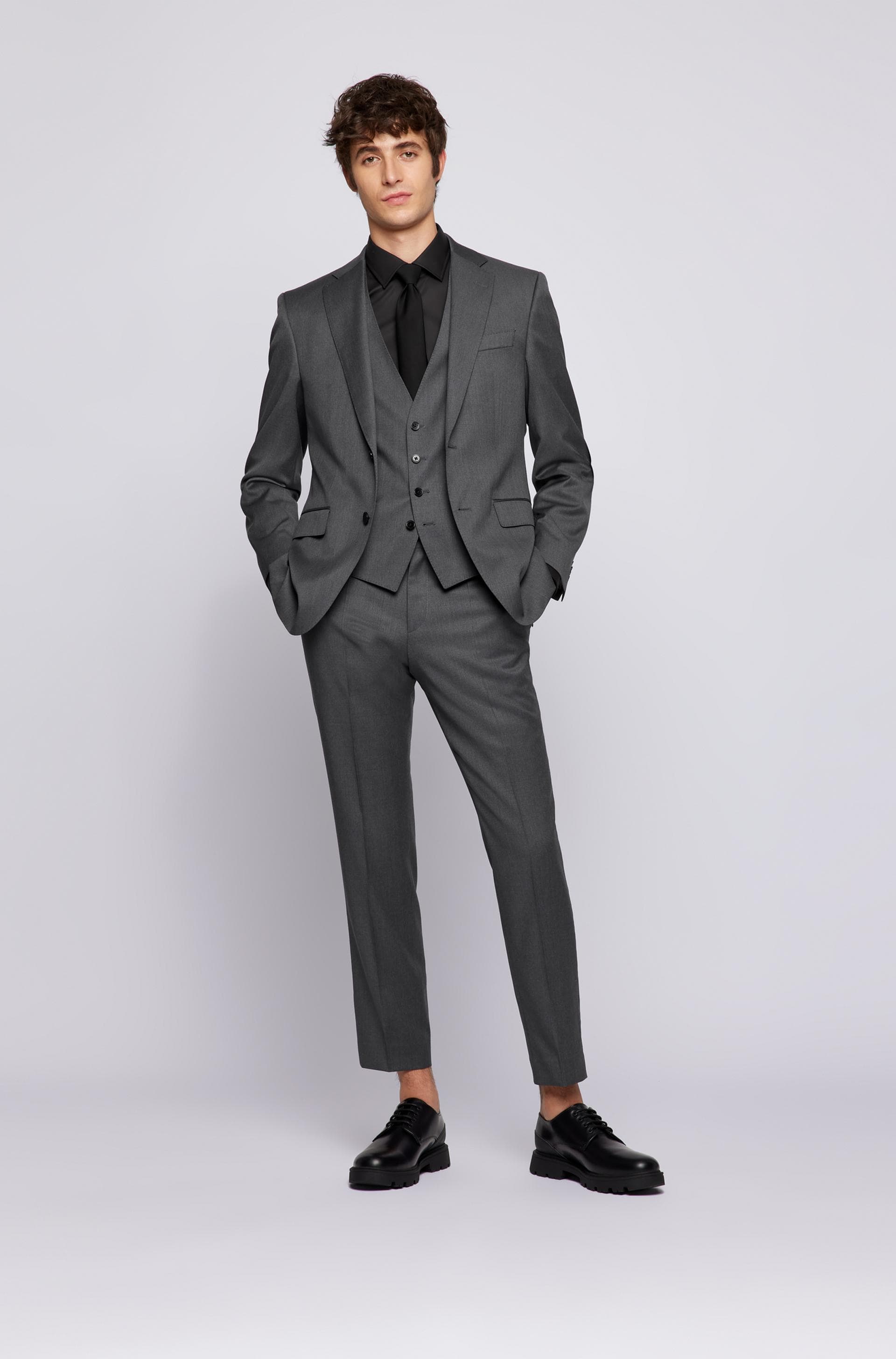 Hugo Boss classic fit Jeckson suit in Dark Grey pure virgin wool