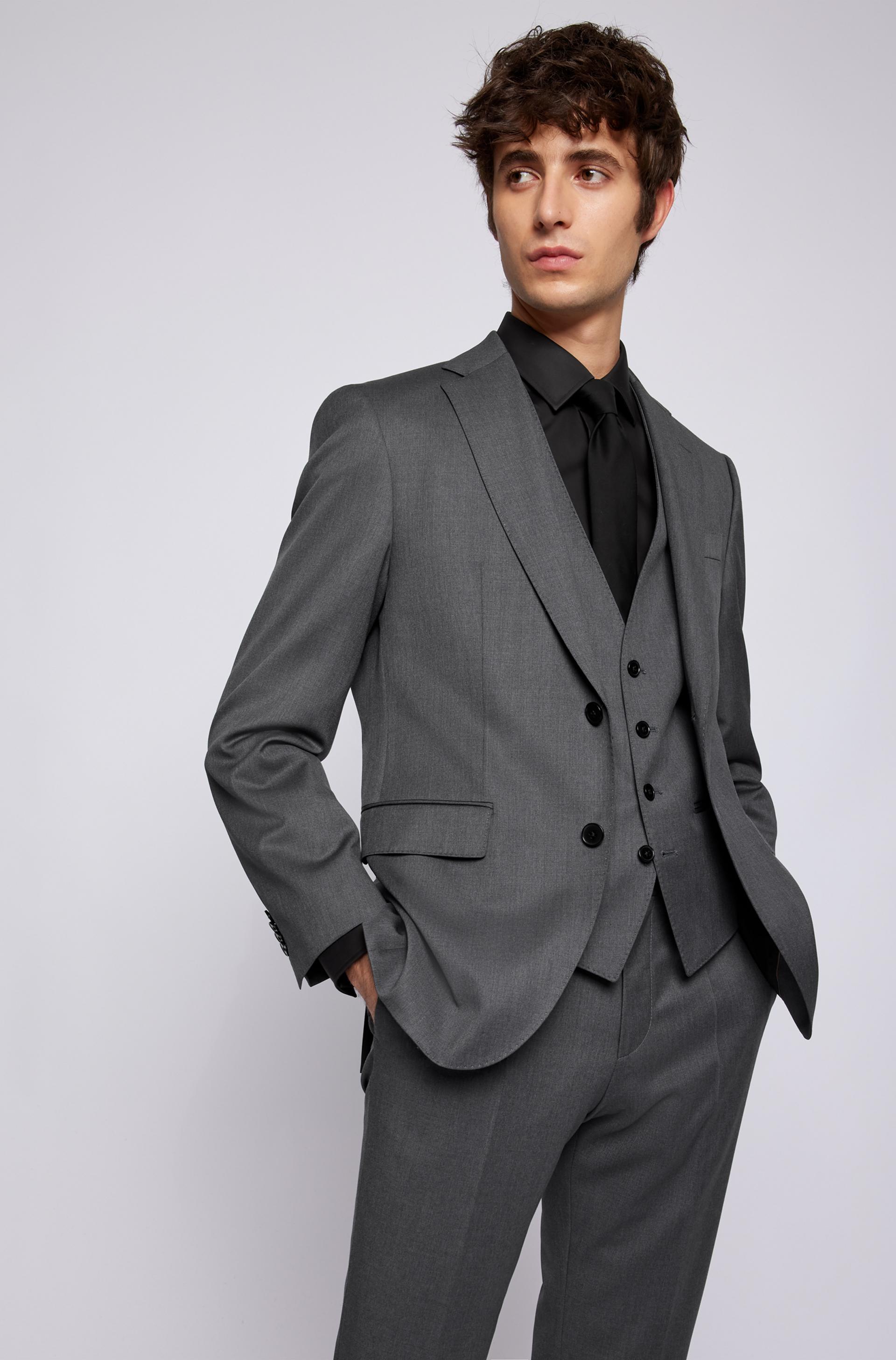 Hugo Boss classic fit Jeckson suit in Dark Grey pure virgin wool