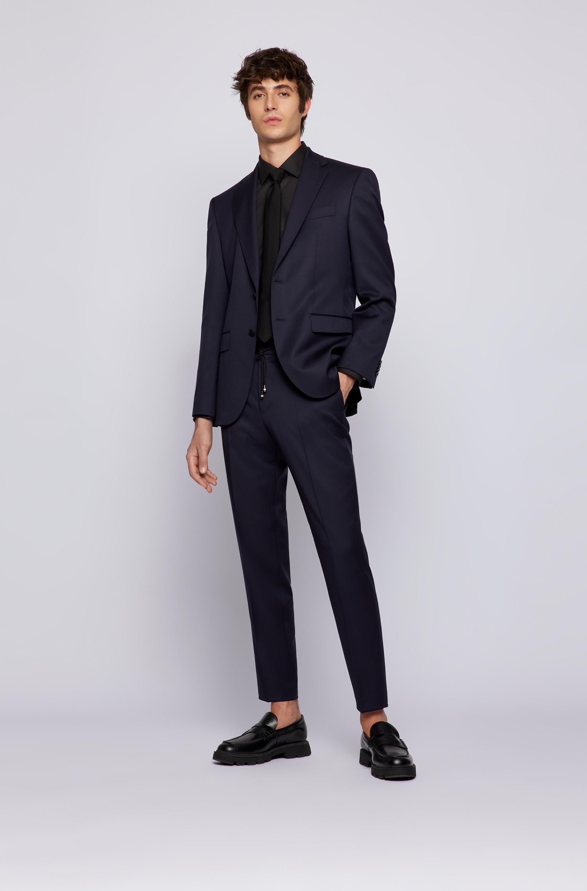 Boss classic fit Jeckson suit in Dark Blue pure virgin wool