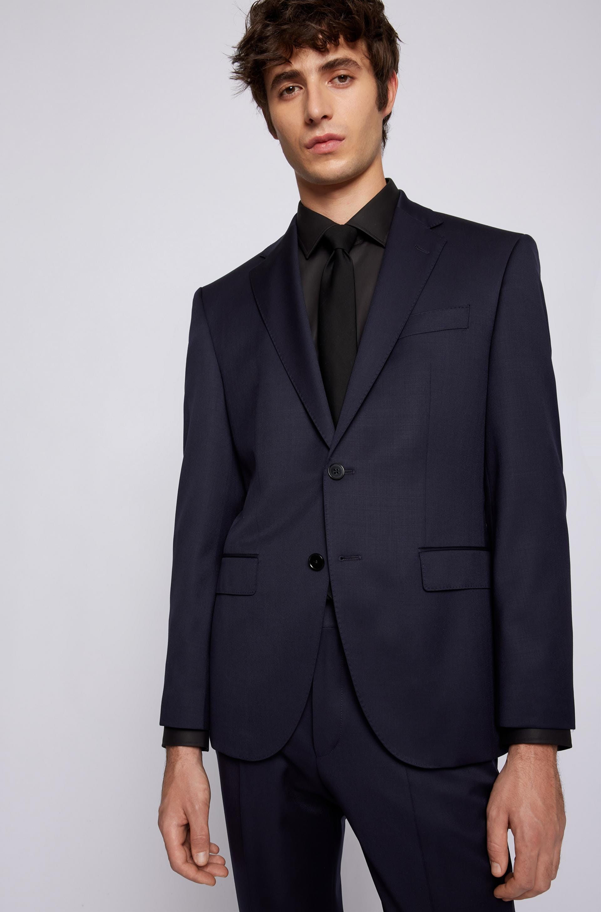 Boss classic fit Jeckson suit in Dark Blue pure virgin wool