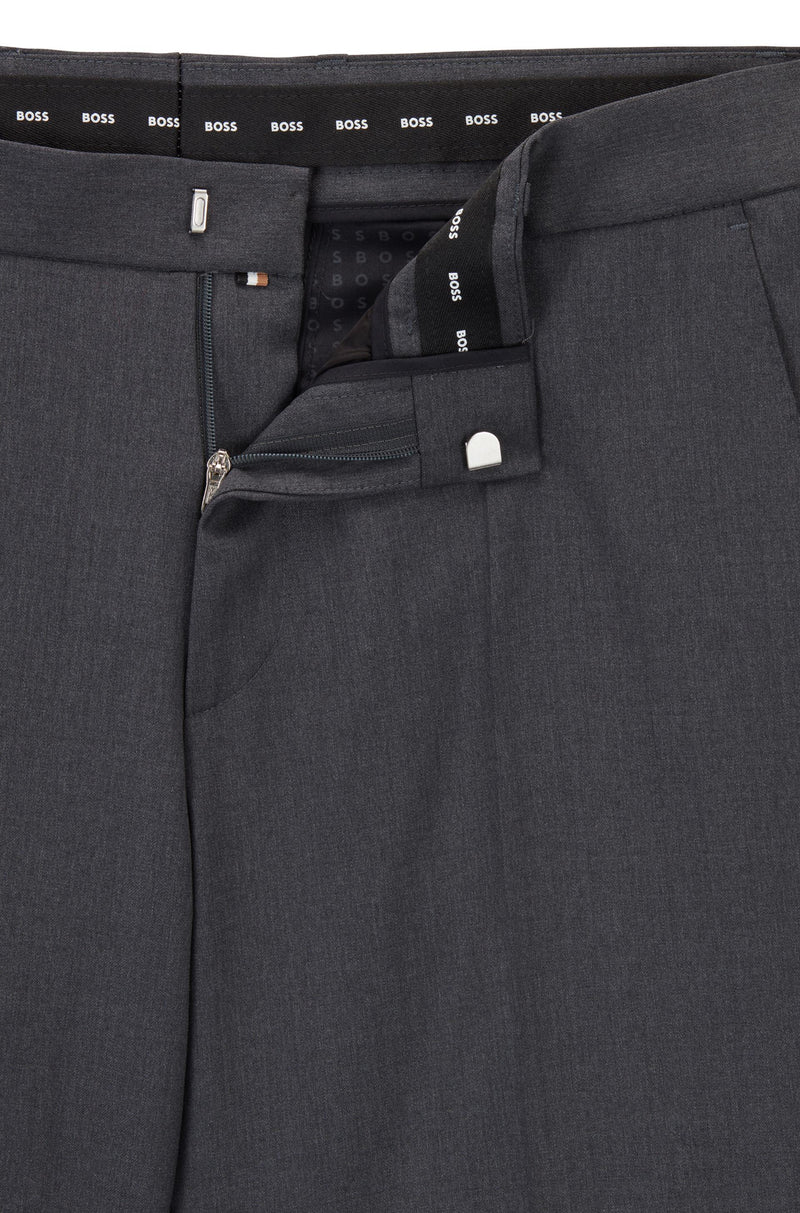 HUGO - Drawstring trousers in melange stretch-wool flannel
