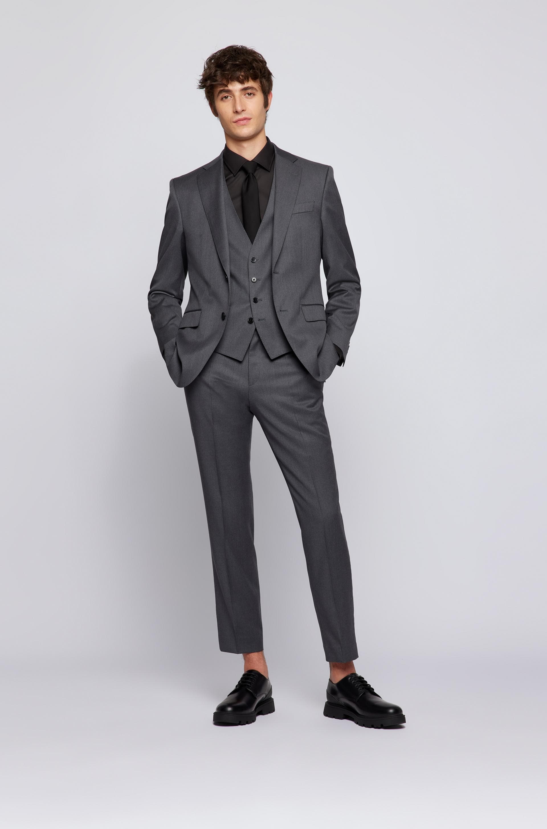Hugo Boss slim fit Genius trouser in Dark Grey pure virgin wool