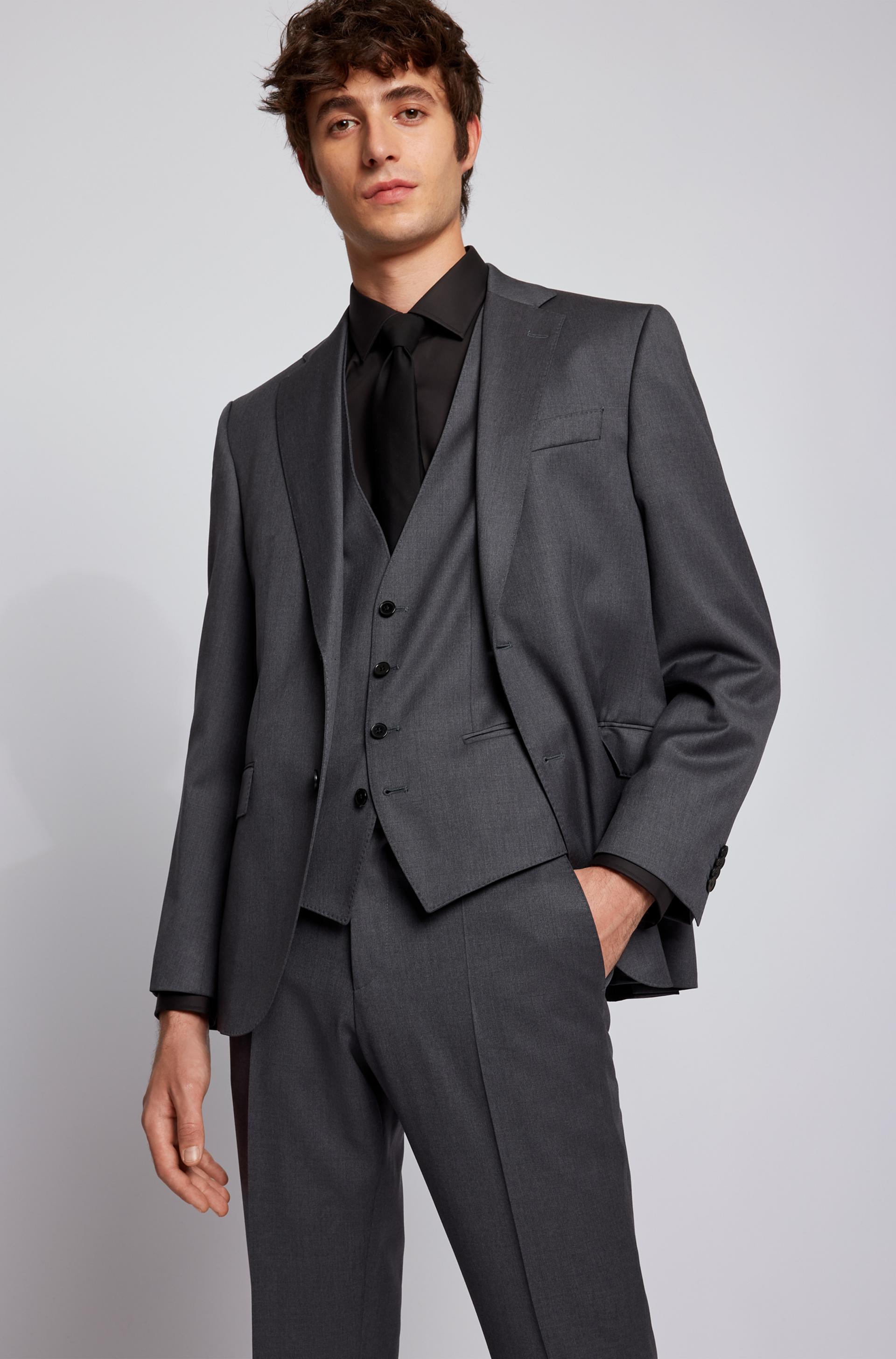 Hugo Boss slim fit Genius trouser in Dark Grey pure virgin wool